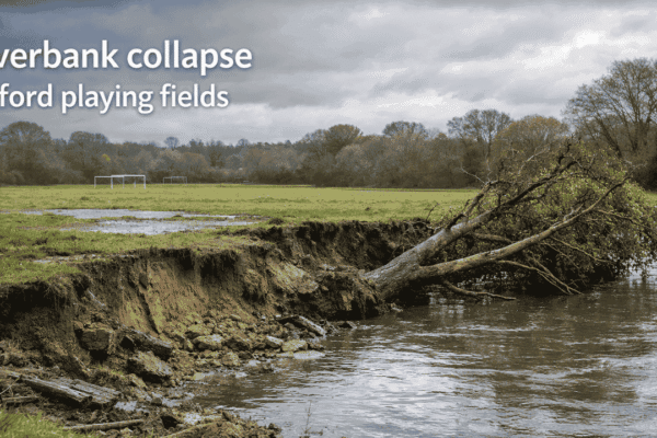 riverbank collapse iford playing fields