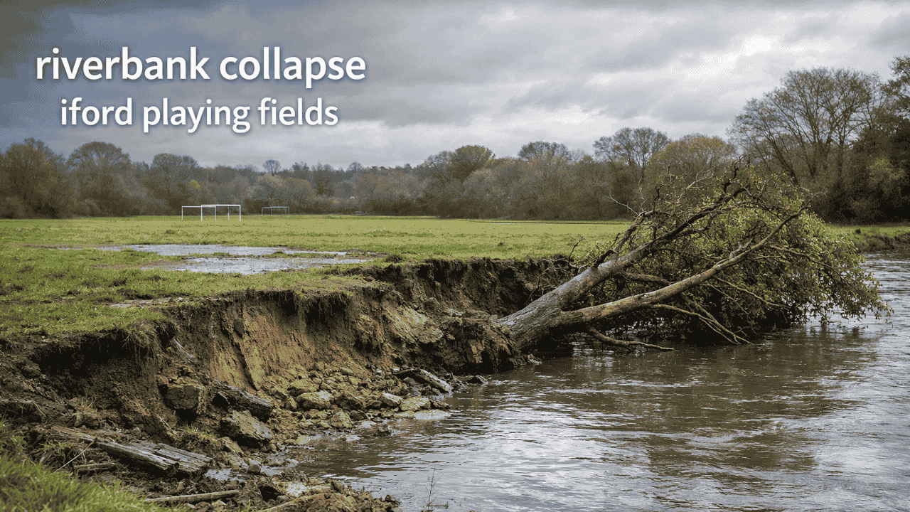 riverbank collapse iford playing fields