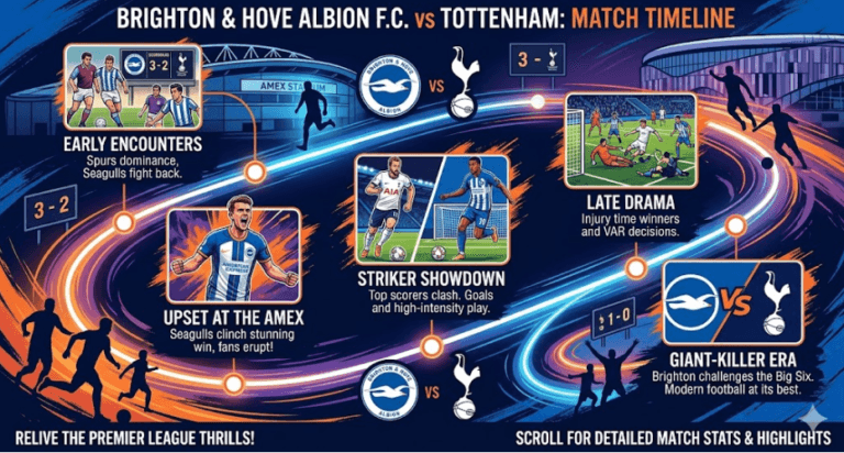 Brighton & Hove Albion F.C. vs Tottenham timeline